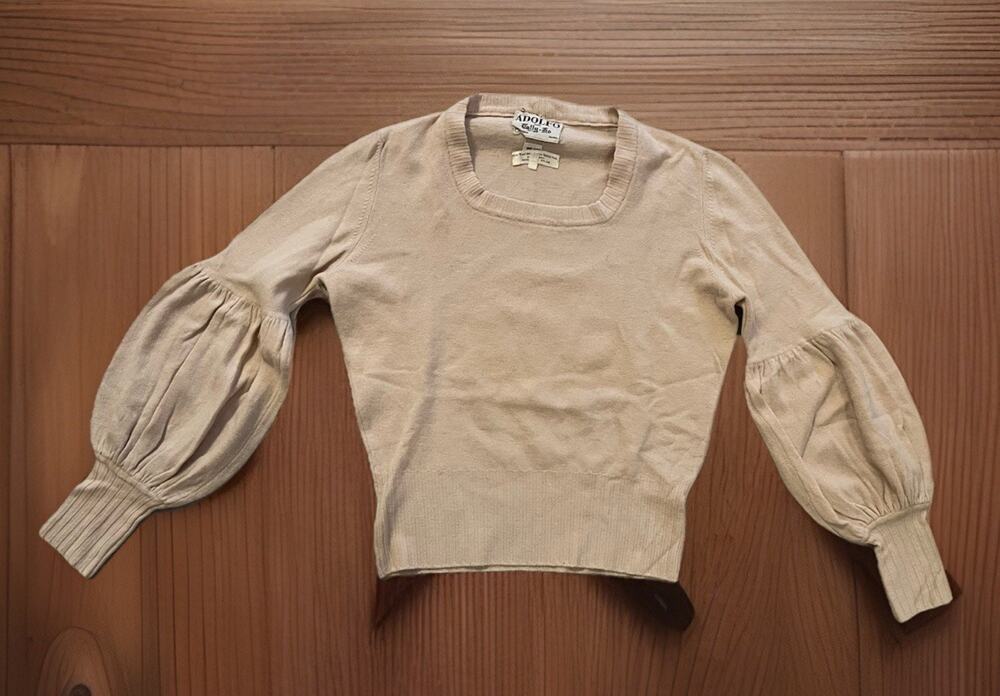 VTG Angora Cashmere Wool Balloon Sleeve Sweater Adolfo For Tally-Ho Quiet Luxury